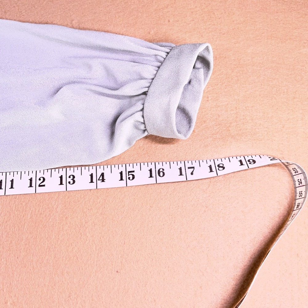 Vintage Sears Qiana Nylon Ruffle Front Blouse Grey Long Sleeve Button Down Sz 14 - Picture 7 of 10